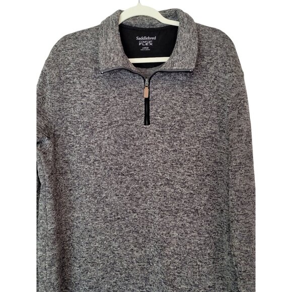 Saddlebred Comfort Flex Pullover 1/4 Zip Mens L Fleece Black Gray Heather - Picture 1 of 7